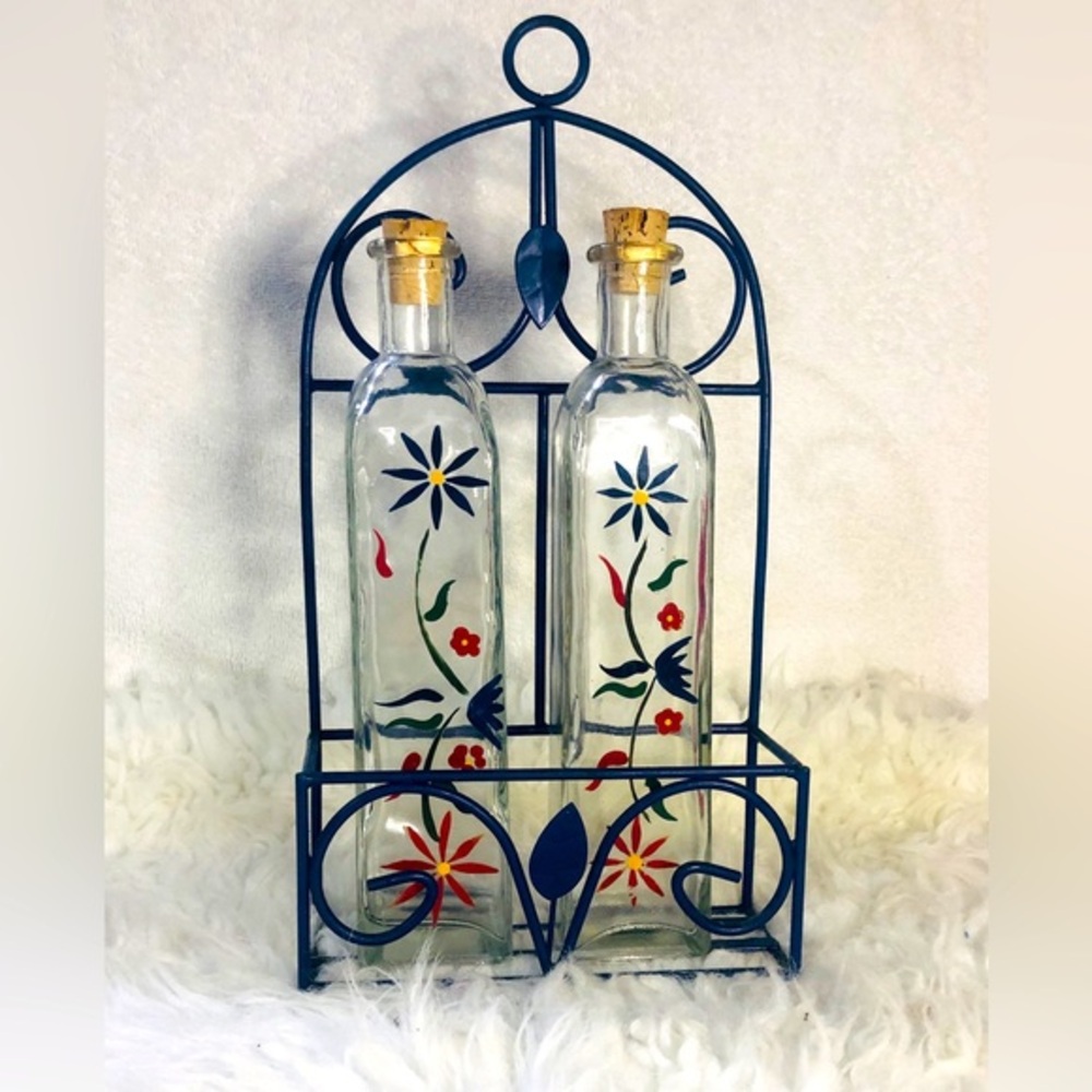 Painted Glass bottles
Includes wall hanger
Handmade